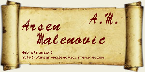Arsen Malenović vizit kartica